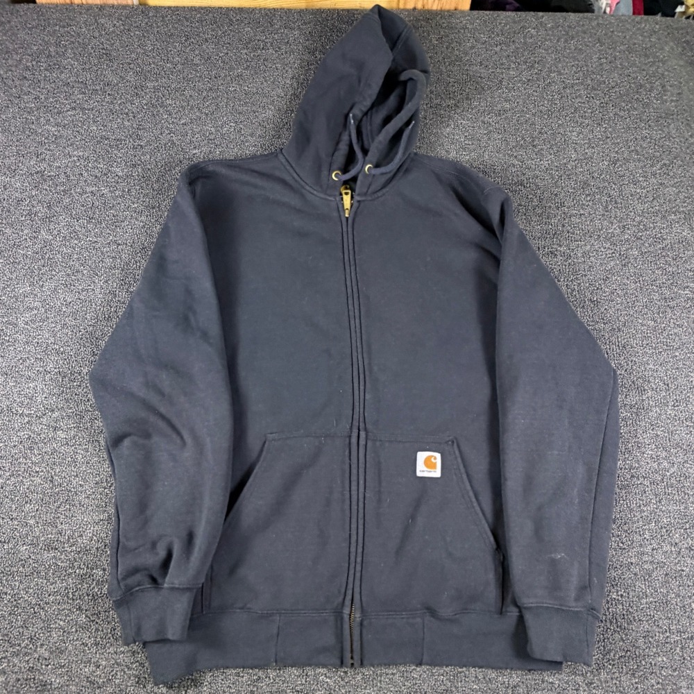 Carhartt Hoodie Mens L K122 BLK Original Fit Black Full Zip EUC